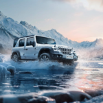 mahindra thar roxx riding on water body